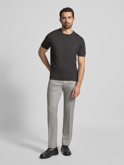 Christian Berg Men T-Shirt mit geripptem Rundhalsausschnitt Anthrazit 1