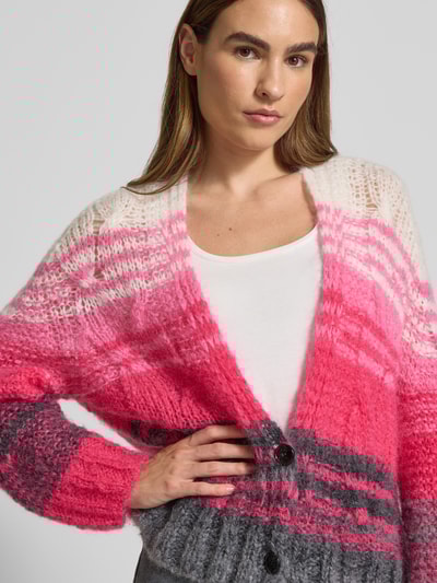 Marc Cain Oversized gebreid jack met knoopsluiting Felroze - 3