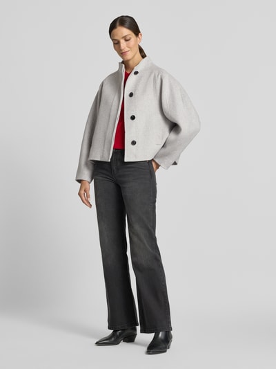 OPUS Loose Fit Blouson aus Woll-Mix mit Viskose-Anteil Modell 'Hatura' Mittelgrau Melange 1