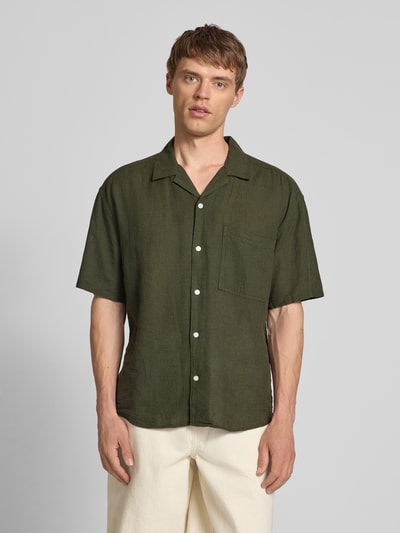 Only & Sons Koszula casualowa o kroju relaxed fit z rękawem o dł. 1/2 model ‘CAIDEN’ Ciemnozielony 4