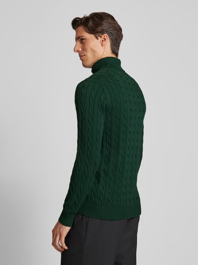 Gant Rollkragenpullover mit Label-Stitching Dunkelgruen 5