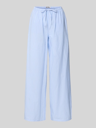 Produktfoto, Wide Leg Pull-on-Hose mit Streifenmuster und Kordelzug von REVIEW, Reine Baumwolle, hellblau-weiss, lockere Form, feine Textur