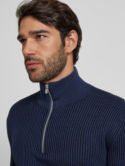 Jack & Jones Premium Strickpullover mit Troyer-Kragen Modell 'RBLALIAM' Blau 3