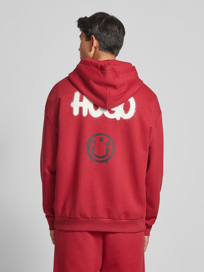 Hugo Blue Hoodie met labelprint, model 'Nimayho' Rood - 5