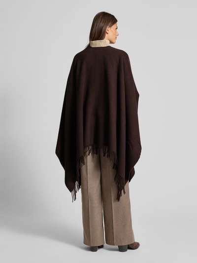 MaxMara Leisure Poncho aus Woll-Mix mit Label-Stitching Modell 'MARTORA' Hellbraun 5