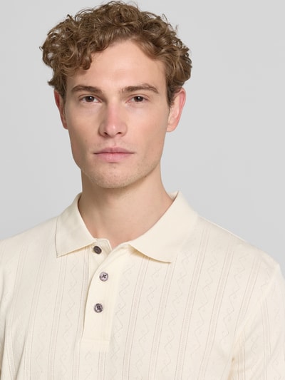 Lindbergh Regular Fit Poloshirt mit kurzer Knopfleiste Offwhite 3