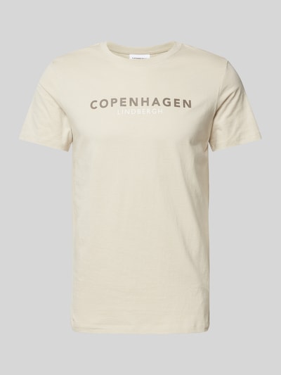 Lindbergh T-Shirt mit Label-Print Modell 'Copenhagen' Sand 2