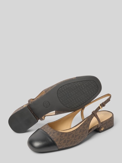 MICHAEL Michael Kors Leren ballerina's met bevestigingsriempje, model 'PERLA' Donkerbruin - 4