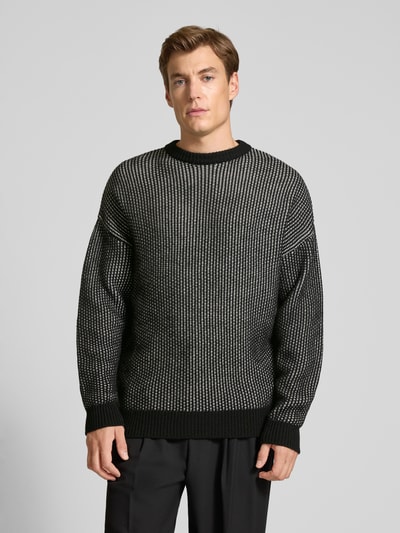 DRYKORN Sweter z dzianiny o kroju regular fit z dodatkiem wełny model „NEELIO” Antracytowy 4
