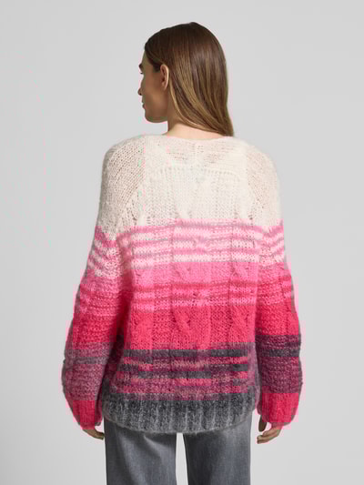 Marc Cain Oversized gebreid jack met knoopsluiting Felroze - 5