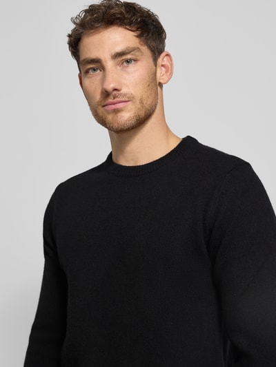 Casual Friday Sweter z dzianiny z mieszanki wełny model ‘KARL’ Antracytowy melanż 3