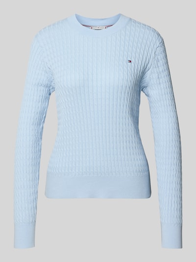 Tommy Hilfiger Sweter o kroju slim fit z czystej bawełny Jasnoniebieski 2