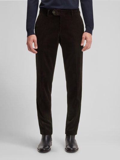 BOSS Spodnie sztruksowe o kroju slim fit z czystej bawełny – BECKHAM x BOSS Ciemnobrązowy 4