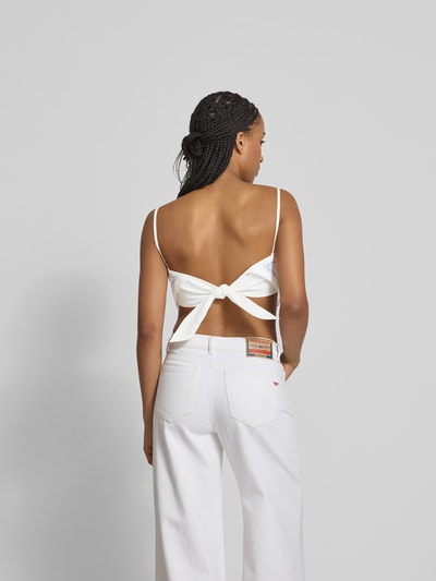 Self-Portrait Crop Bandeau-Top aus Leinen-Mix Weiss 5