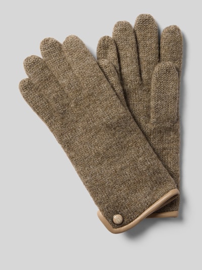 Roeckl Walkhandschuhe aus Schurwolle mit Wappen Emblem Taupe 1