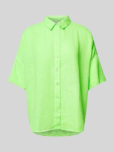 Emily Van den Bergh Linnen blouse in effen design Neon groen - 2