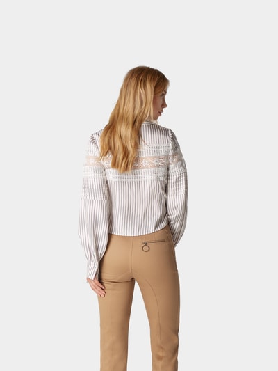 Self-Portrait Wickelbluse mit Streifenmuster Offwhite 5
