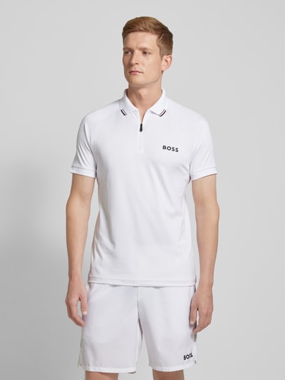 BOSS Green Slim fit poloshirt met ritssluiting, model 'Philix' Wit - 4