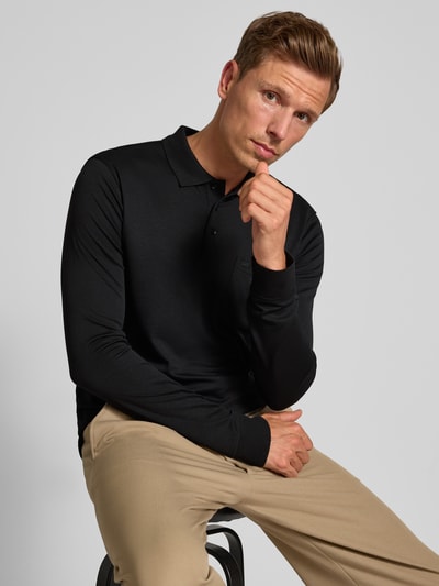 Christian Berg Men Regular fit poloshirt in design met lange mouwen Zwart - 3