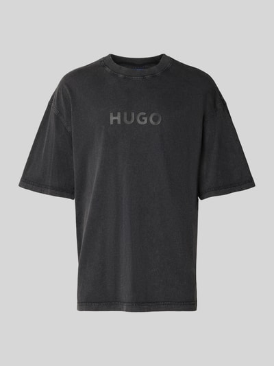 Hugo Blue T-Shirt mit Label-Print Modell 'Nebute' Black 2