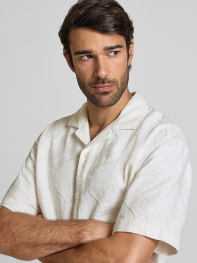 MCNEAL Tailored Fit Freizeithemd aus Baumwoll-Mix mit Leinen-Anteil Offwhite 3