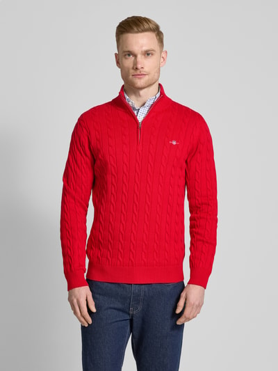 Gant Strickpullover mit Zopfmuster Rot 4