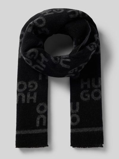 HUGO Schal mit Label-Print Modell 'Martyn' Black 1