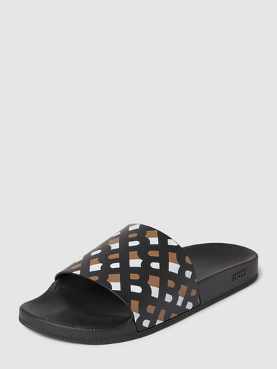 BOSS Slides mit Allover-Label-Print Modell 'Bay' Black 1