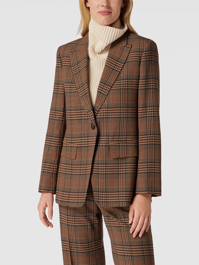 Max Mara Studio Blazer met glencheck-motief, model 'Fabian' Camel - 4