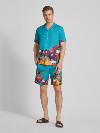 Scotch & Soda Bermuda van lyocell met motiefprint Turquoise - 1