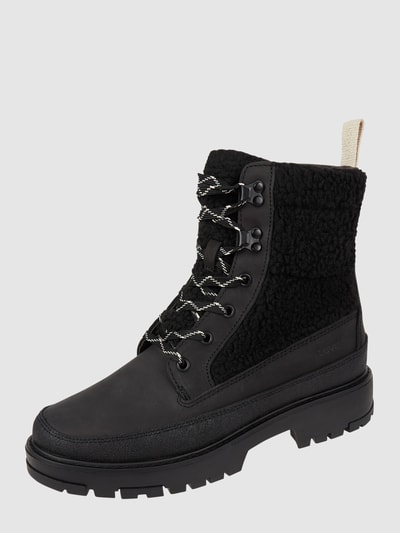 Levi’s® Acc. Leren boots met teddybont, model 'Solvi' Zwart - 1