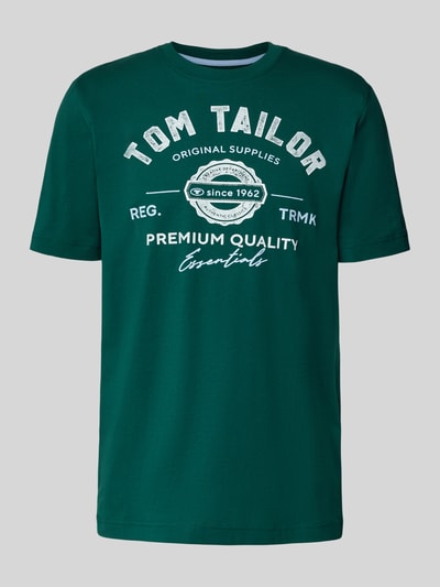 Tom Tailor Regular Fit T-Shirt aus reiner Baumwolle Dunkelgruen 2