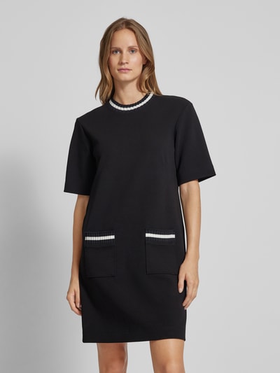 Marc Cain Knielange T-shirtjurk met ronde hals Zwart - 4