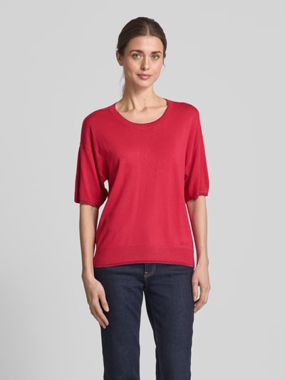 Liu Jo White Strickpullover mit Rundhalsausschnitt Pink 4