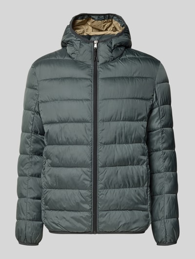 Produktfoto, Steppjacke mit Kapuze und Reißverschluss von MCNEAL in Grau, gesteppt, Regular Fit, sichtbar sind Reißverschluss und Eingrifftaschen