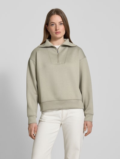 Mango Sweatshirt mit Troyer-Kragen Modell 'GUESA' Schilf 4