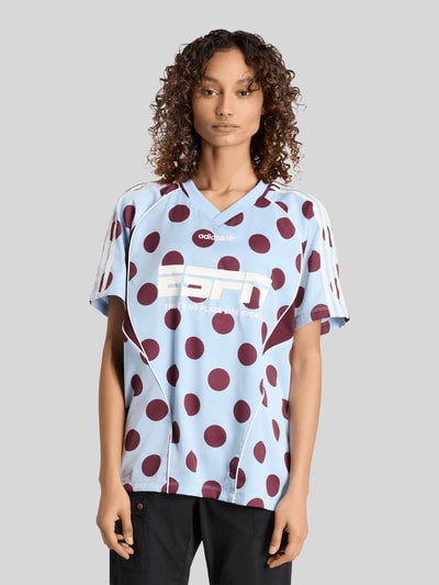adidas Originals Relaxed Fit T-Shirt Trikot mit Allover-Muster Hellblau 4