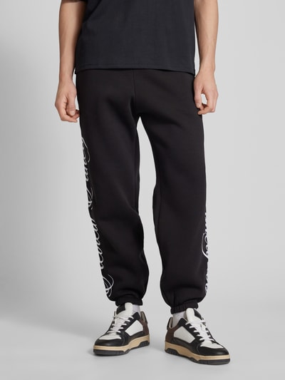 REVIEW Sweatpants met labelstitching Zwart - 4