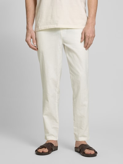 Matinique Regular fit linnen broek met elastische band, model 'barton' Offwhite - 4