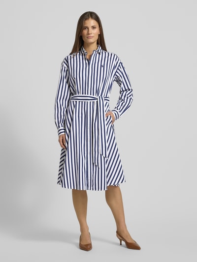 Polo Ralph Lauren Tailliertes Blusenkleid aus reiner Baumwolle Marine 4