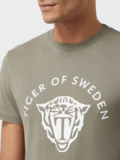 Tiger Of Sweden T-shirt z nadrukiem z logo model ‘Dillan’ Oliwkowy 3