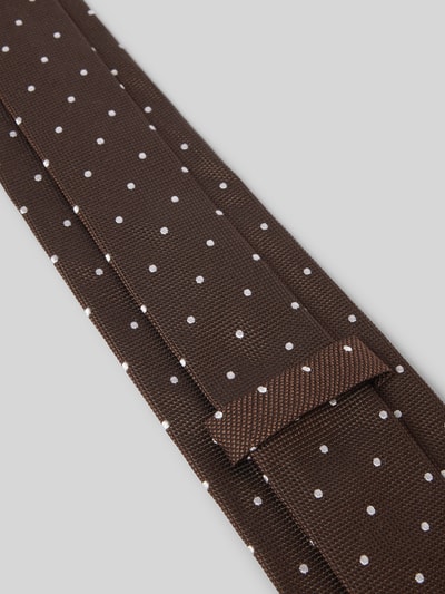 Productfoto, Seidenkrawatte mit Strukturmuster van BOSS, heren stropdas met all-over motief, jacquardpatroon, breedte 7,5 cm, bruine kleur met fijne textuur