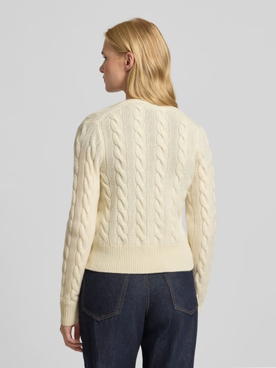 Polo Ralph Lauren Strickjacke aus Wolle-Kaschmir-Mix mit Zopfmuster Offwhite 5