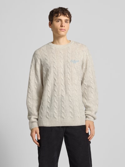 Carhartt Work In Progress Sweter z dzianiny z wyhaftowanym logo Złamany biały 4