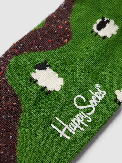 Happy Socks Sokken met all-over print, model 'Little House' Blauw - 2