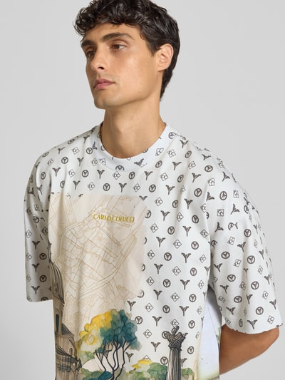 CARLO COLUCCI Oversized T-Shirt mit Label-Stitching Offwhite 3