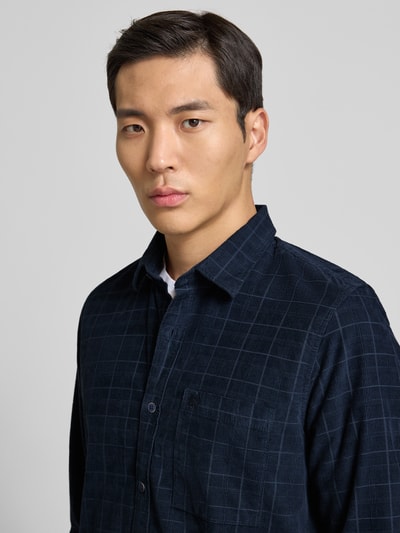 Lerros Regular fit vrijetijdsoverhemd van corduroy met kentkraag Marineblauw - 3