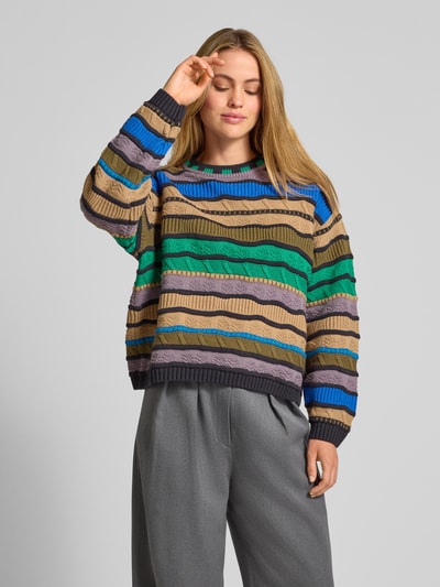 Jake*s Casual Regular Fit Pullover aus Baumwoll-Mix in Strick-Optik Blau 4