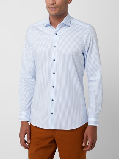 OLYMP Level Five Koszula biznesowa o kroju slim fit z diagonalu Błękitny 4