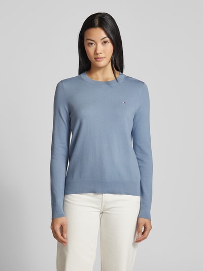 Tommy Hilfiger Strickpullover mit Logo-Stitching Rauchblau 4